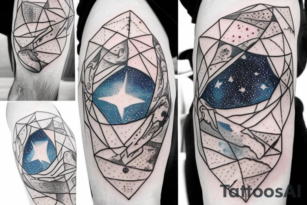 Atlas on one knee, holding up a galaxy of stars tattoo idea