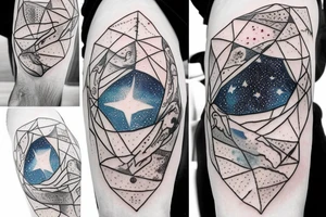 Atlas on one knee, holding up a galaxy of stars tattoo idea