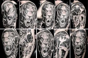 Tiger fight with sneake, jesus on the cross, romanian army tattoo idea