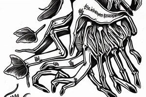 Skeleton hand holding a orcid tattoo idea