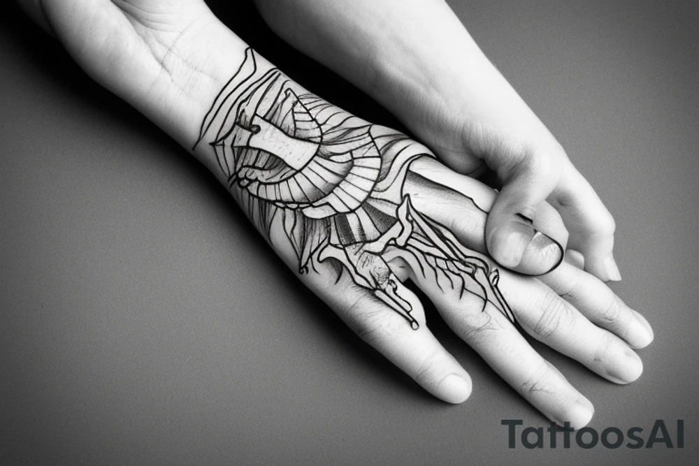 Skeleton hand holding a orcid tattoo idea