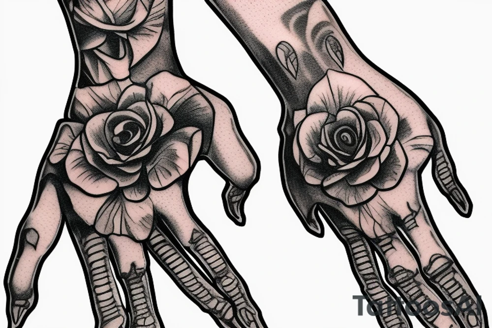 Skeleton hand holding a orcid tattoo idea