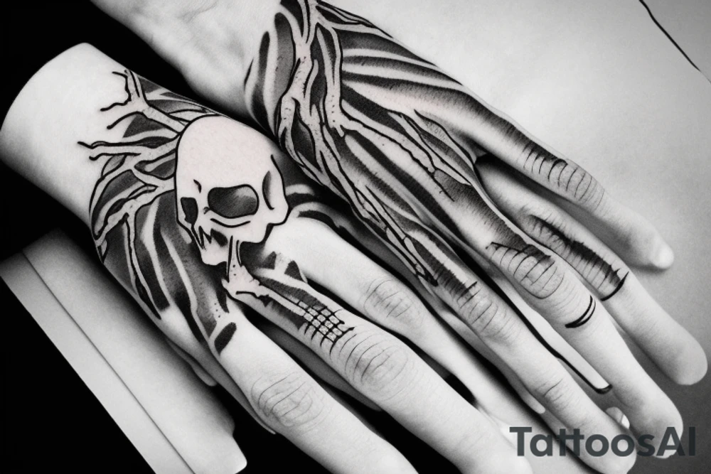 Skeleton hand holding a orcid tattoo idea