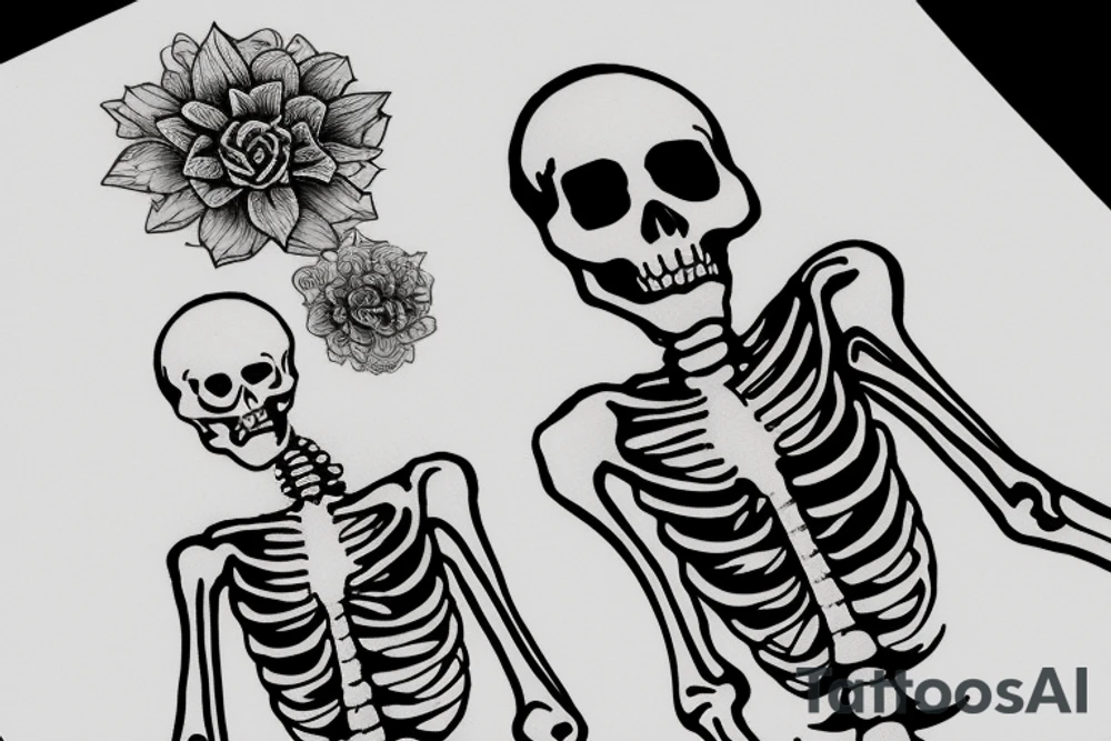 Skeleton holding a orcid tattoo idea