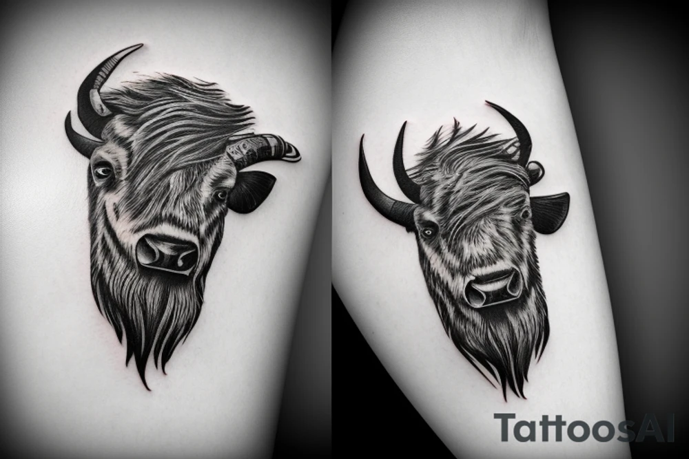 Bison head minamalistic tattoo idea