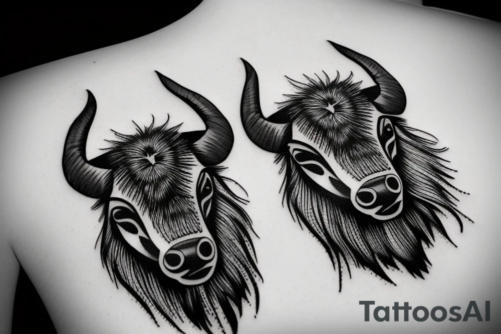 Bison head minamalistic tattoo idea