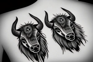 Bison head minamalistic tattoo idea
