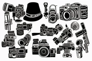 A woman holding a camera like a gun tattoo idea