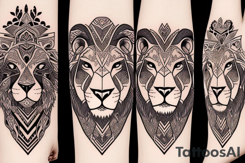 Pehlwan strength baby lion son wise sensitive tattoo idea