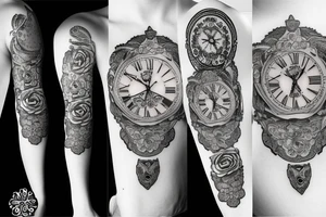 Clock tattoo with flowers tattoo idea