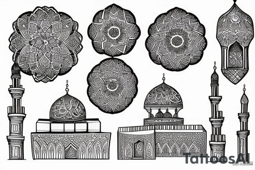 a mosque sketch hand drawn tattoo idea