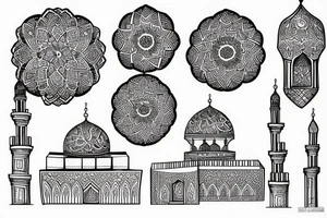 a mosque sketch hand drawn tattoo idea