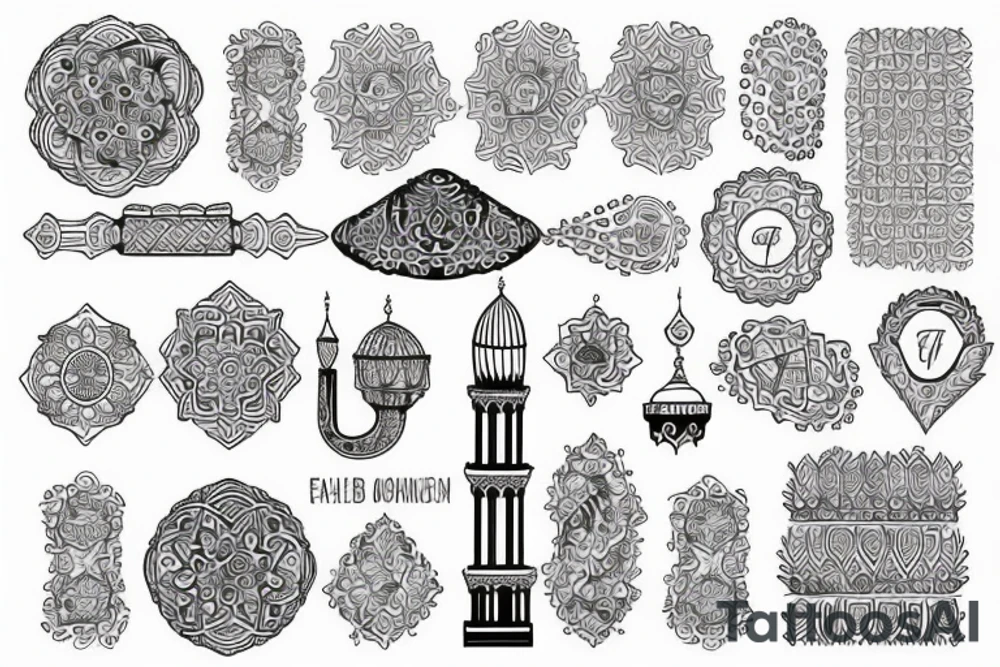 a mosque sketch hand drawn tattoo idea