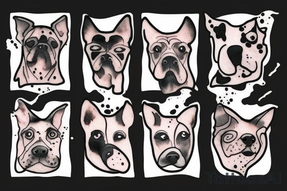 dog face with a creative border minimalist tattoo idea