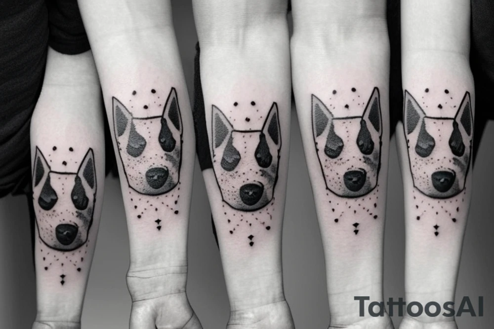 dog face with a creative border minimalist tattoo idea