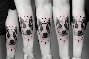 dog face with a creative border minimalist tattoo idea