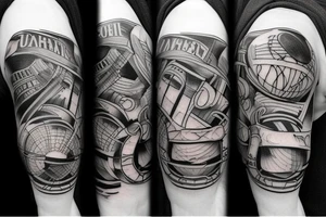 Basketball on upper arm mixed with weightlifting tattoo idea