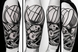 Basketball on upper arm mixed with weightlifting tattoo idea