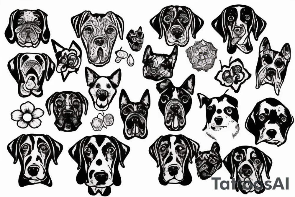 dog head tattoo idea