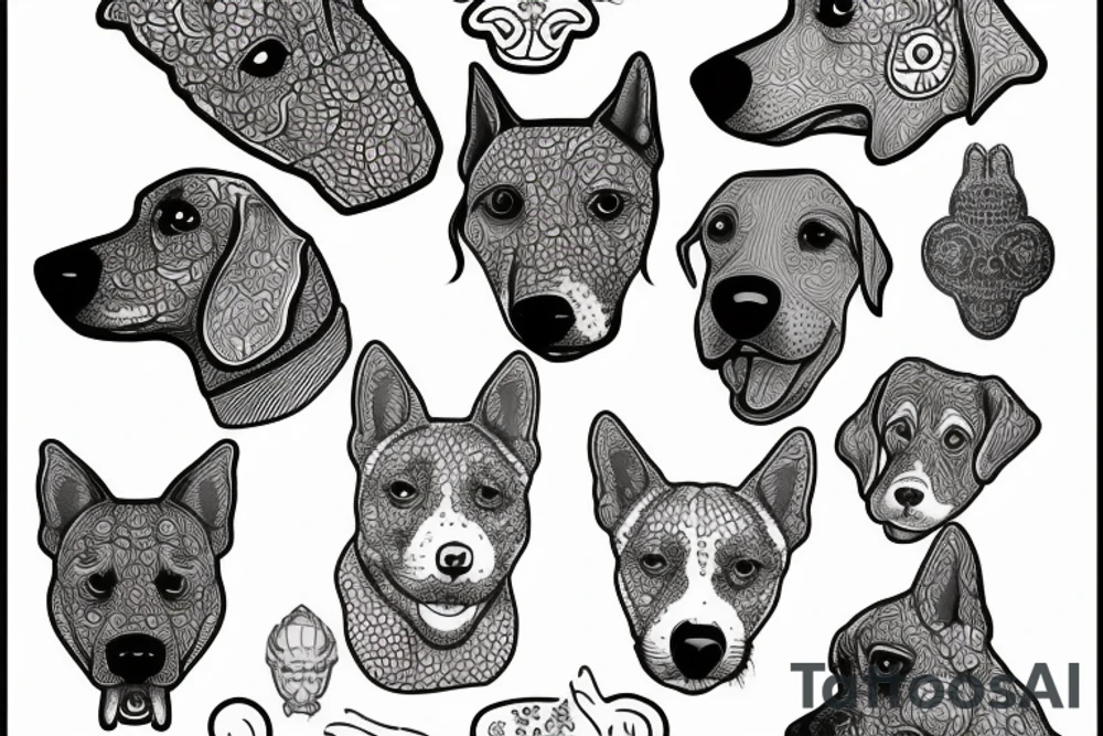 dog head tattoo idea