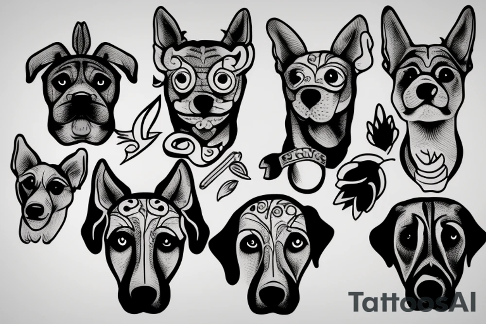 dog head tattoo idea