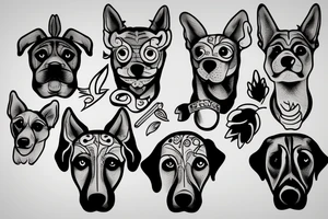 dog head tattoo idea