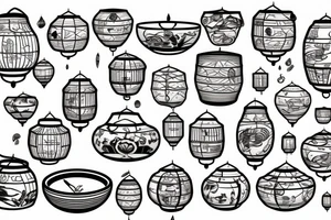 Bowl of Pho in Vietnam with lanterns tattoo idea