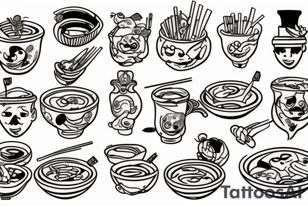Bowl of Pho in color tattoo idea