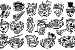 Bowl of Pho in color tattoo idea