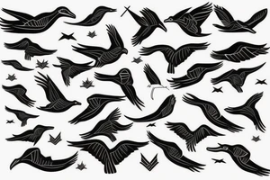 A black and white flying canadian goose tattoo idea