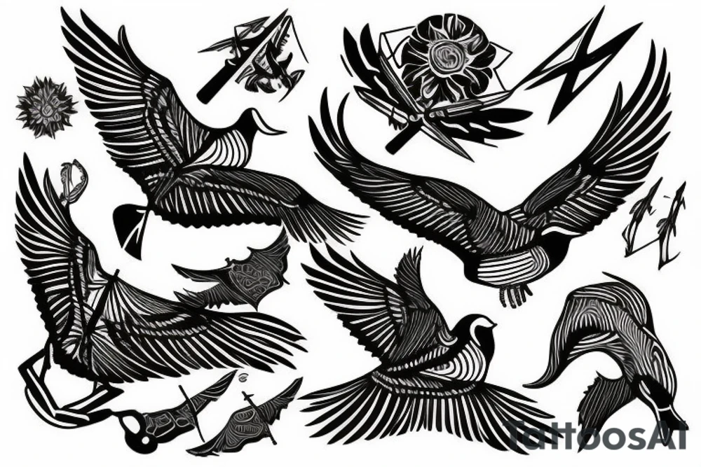flying canadian goose tattoo idea