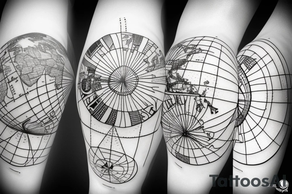 Globe with a plane tattoo idea
