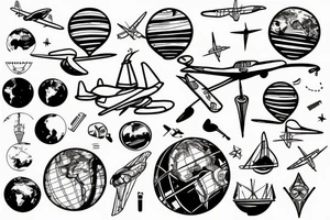 Globe with a plane tattoo idea
