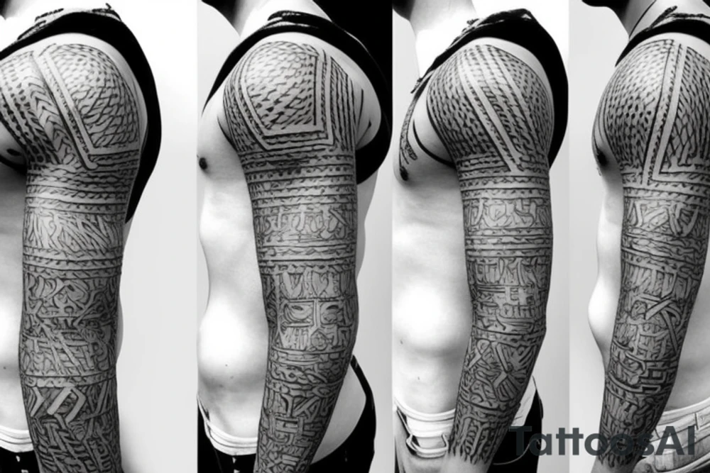 Monoline male body tattoo idea
