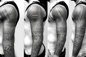 Monoline male body tattoo idea