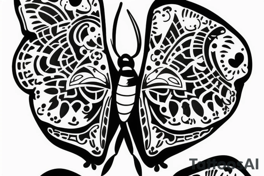 2 Blue Butterflies Gibson Les Paul tattoo idea