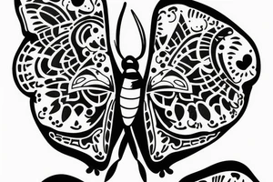 2 Blue Butterflies Gibson Les Paul tattoo idea