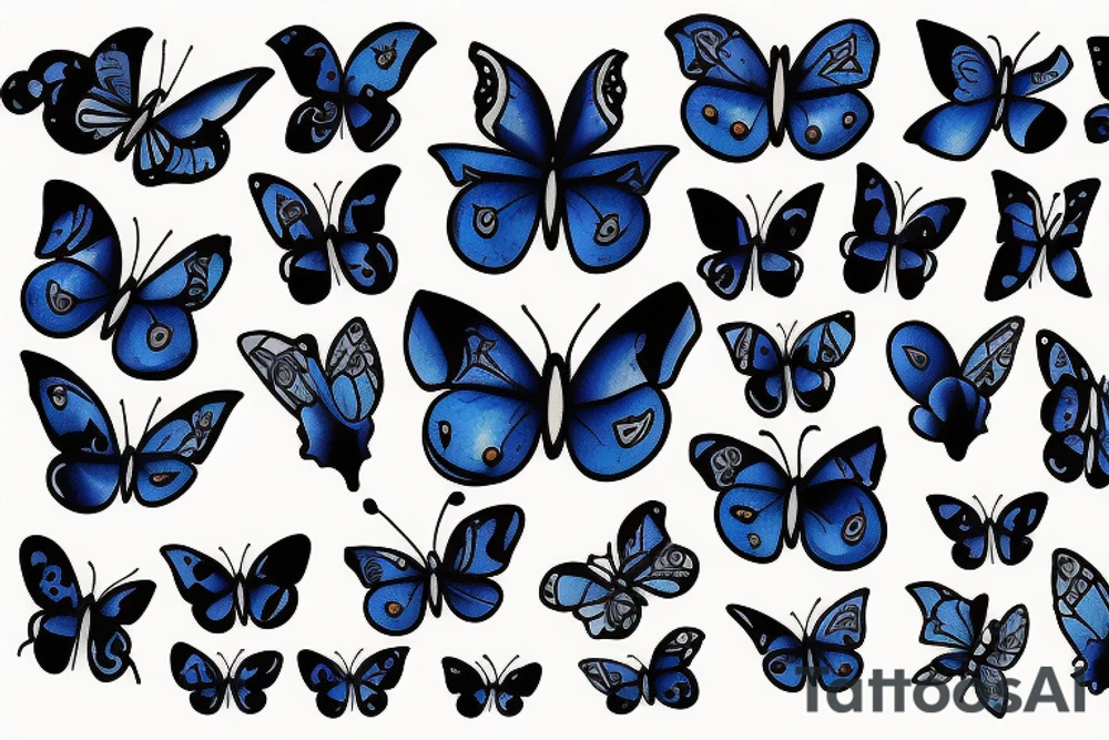 2 Blue Butterflies Gibson Les Paul tattoo idea