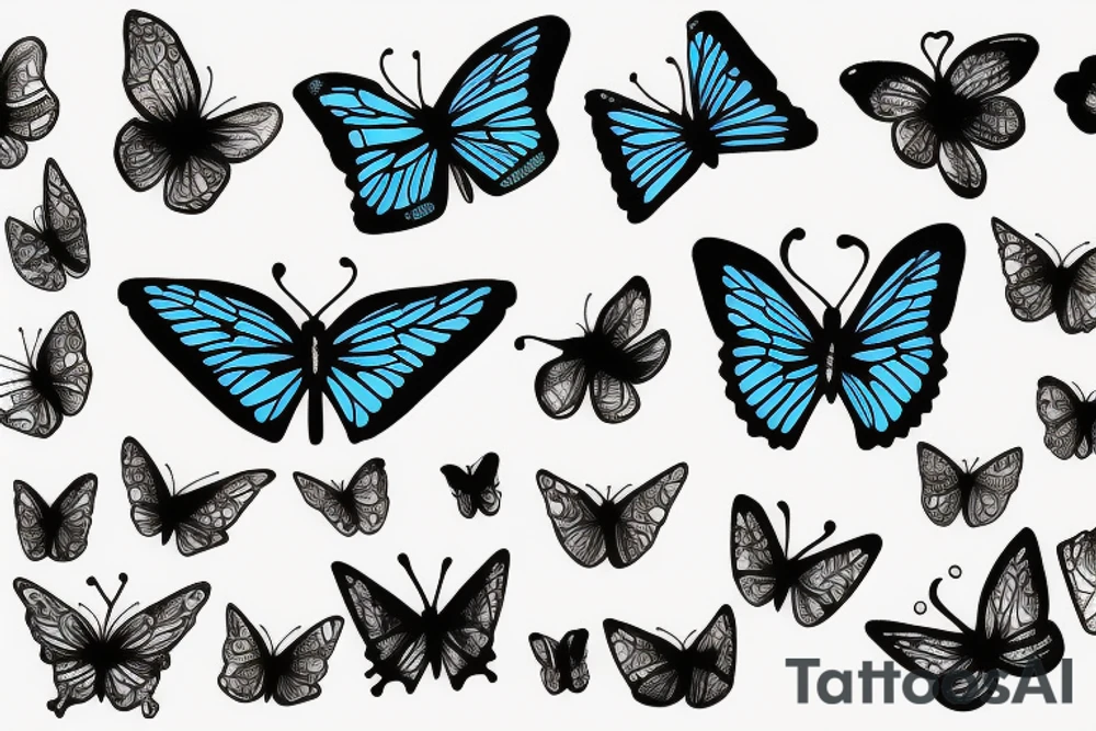 2 Blue Butterflies tattoo idea
