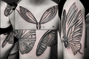 Butterfly wing and angel wing tattoo idea