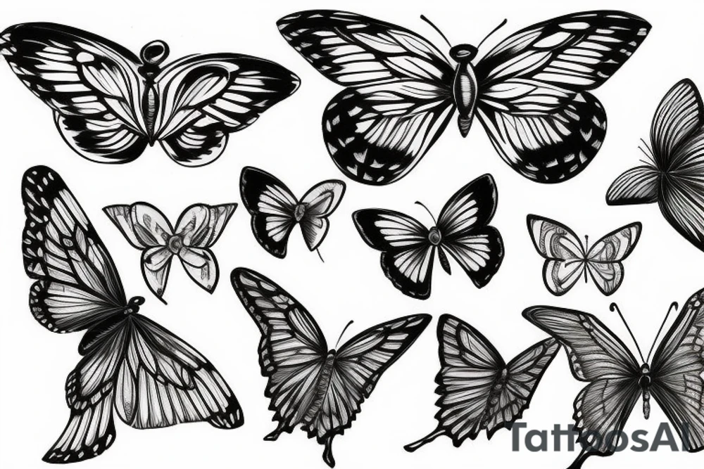 Butterfly wing and angel wing tattoo idea