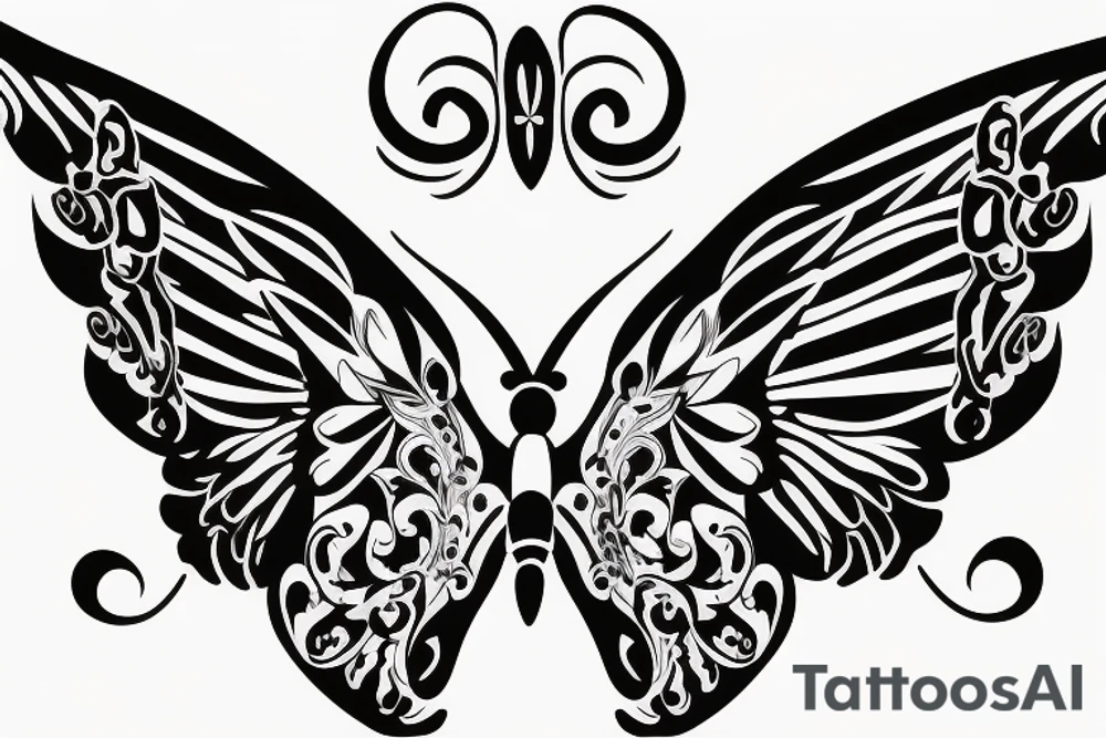 Butterfly with angel wings tattoo idea