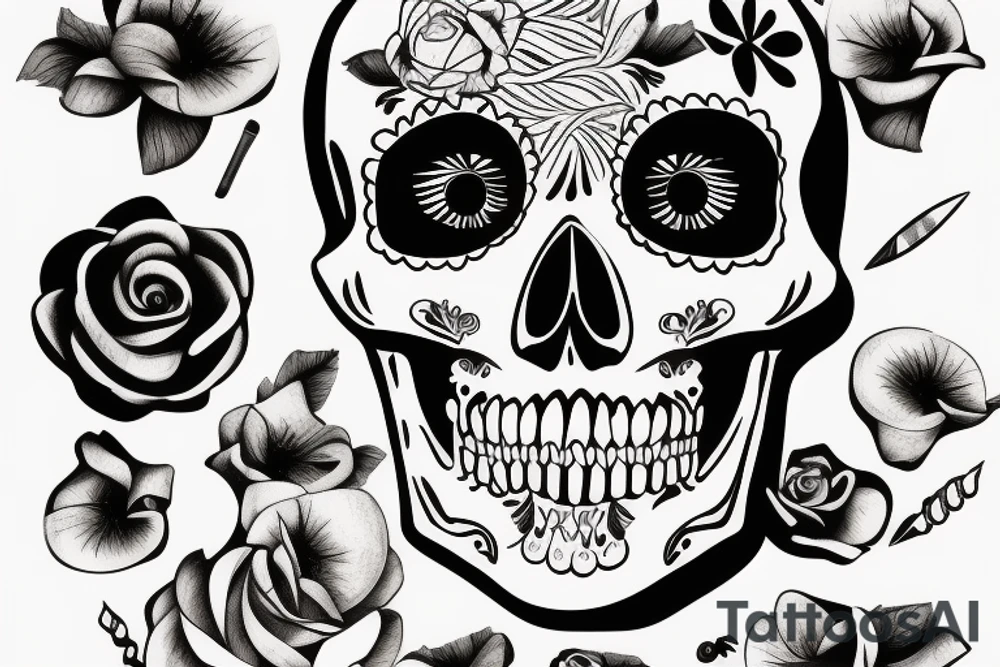 Skeleton doing makeup tattoo idea