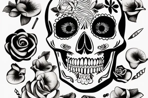 Skeleton doing makeup tattoo idea