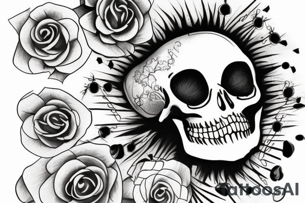 Skeleton doing makeup tattoo idea