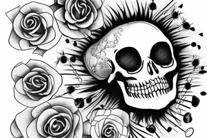 Skeleton doing makeup tattoo idea