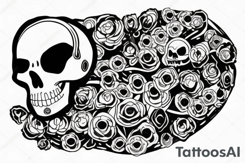 Full body skeleton laying down talking on the phone tattoo idea