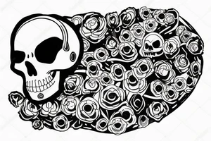 Full body skeleton laying down talking on the phone tattoo idea
