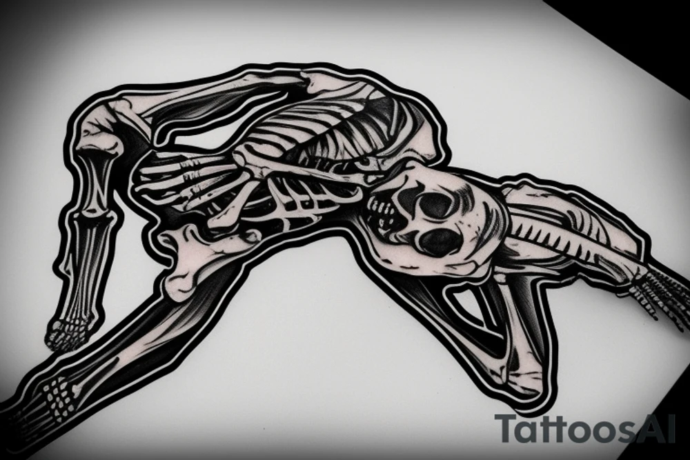 Full body skeleton laying down talking on the phone tattoo idea Full body skeleton laying down talking on the phone tattoo idea