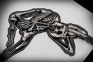 Full body skeleton laying down talking on the phone tattoo idea